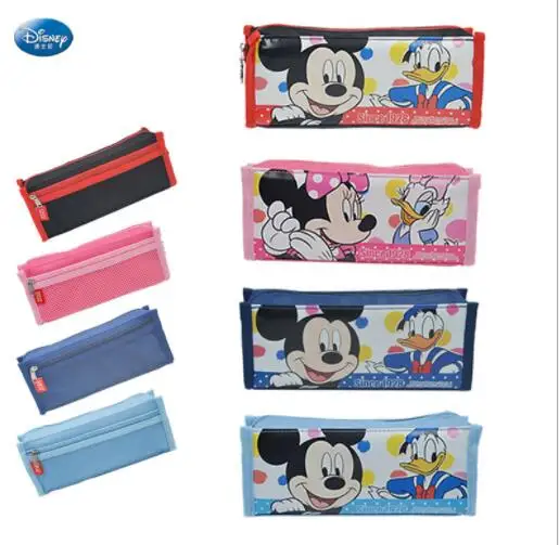 Disney Mickey Mouse Pencil Case Large Capacity Durable Pen Bag Student School Study Stationery