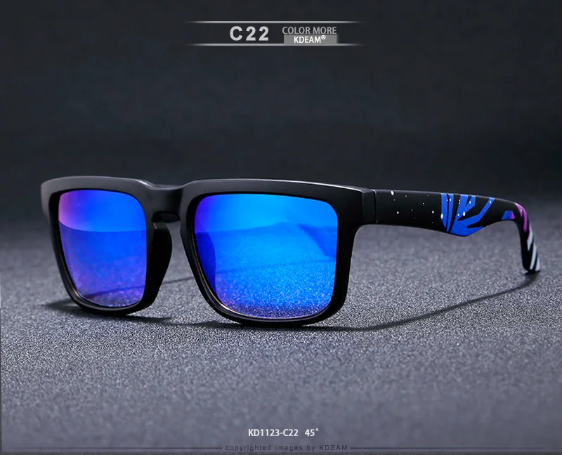 KDEAM квадратные дизайнерские солнцезащитные очки UV400 Мужские 10 доступных цветов Солнцезащитные очки зеркальные легко носить с собой очки - Цвет линз: C22