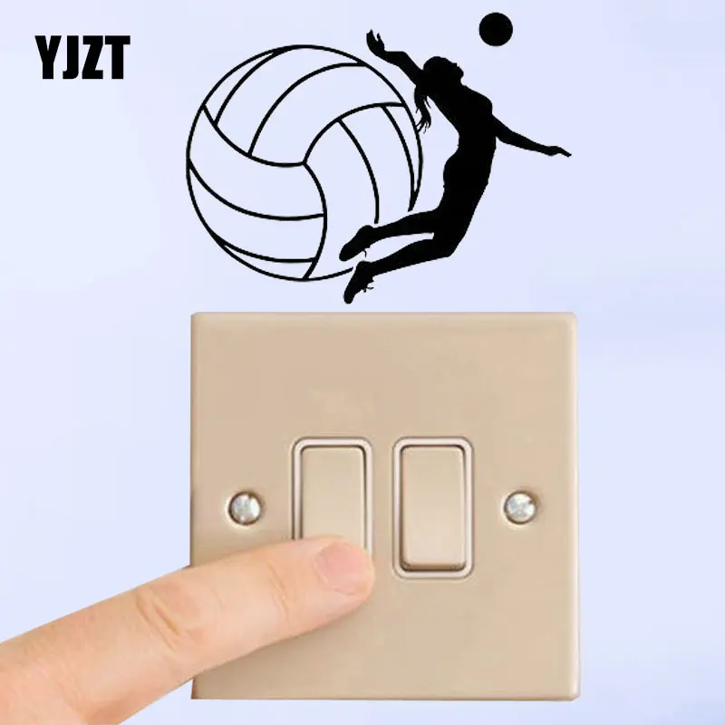 

YJZT Girl Playing Volleyball Sport Team Volleyball Player Vinyl Decal Switch Sticker Personality Decor 8SS2279