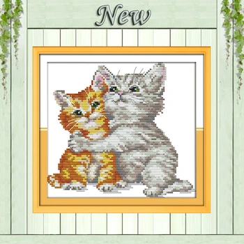 

Love each other animal cats Paintings 11CT Counted Print on canvas DMC 14CT DIY Cross Stitch NKF Needlework Kits Embroidery Sets