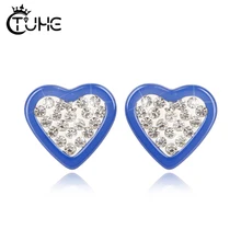 Милые носки в форме сердца серьги-гвоздики для женщин с камнями с украшением в виде кристаллов здоровые красные, синие Керамика серьги модный подарок для ювелирных изделий