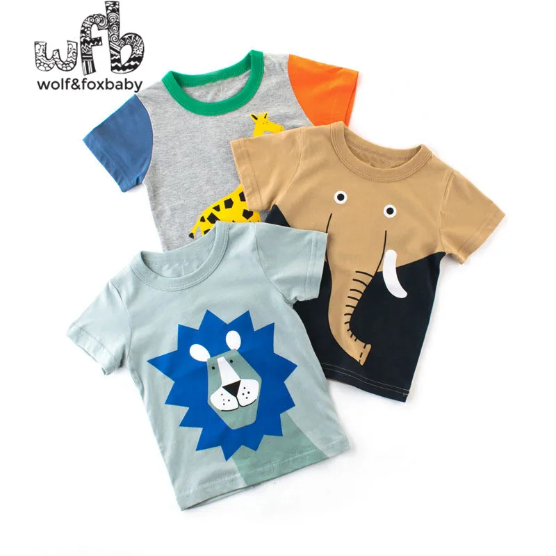 Розничная, Детская футболка для детей от 2 до 10 лет летняя хлопковая футболка с короткими рукавами и круглым вырезом с рисунком льва