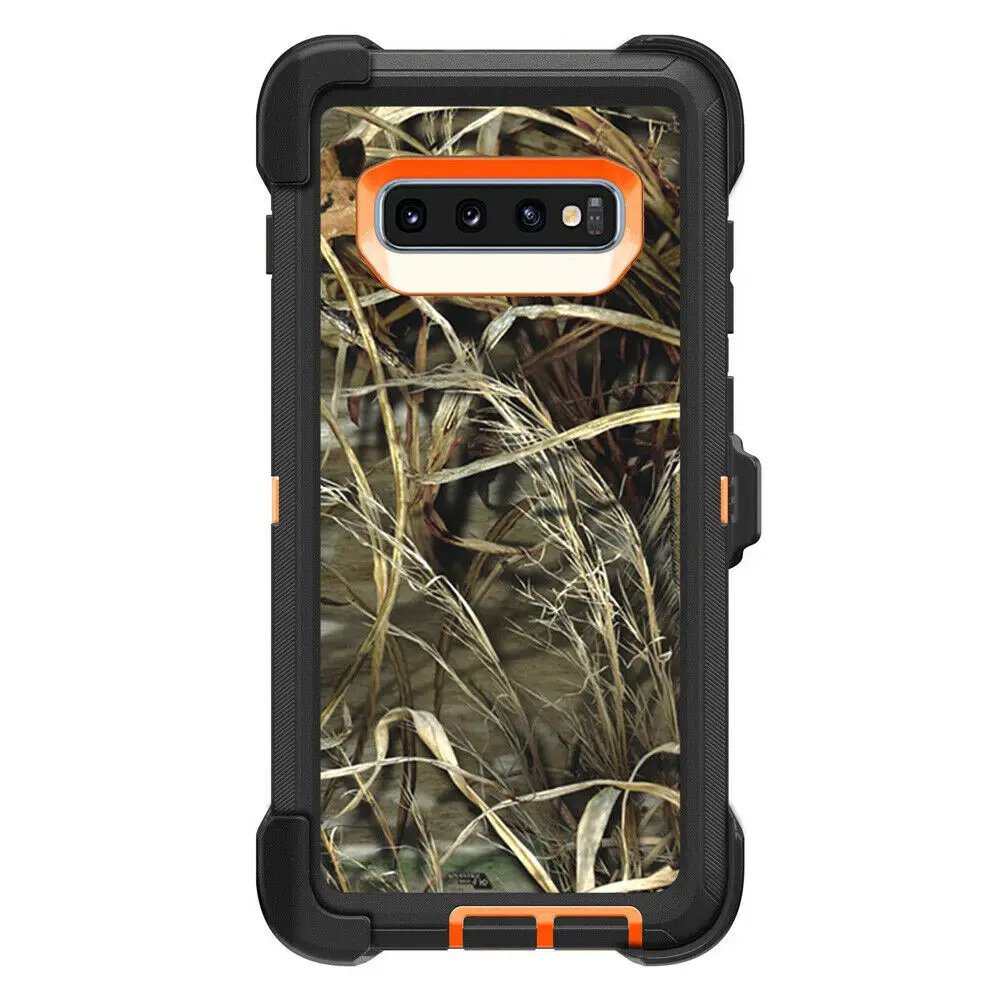 Камуфляжный защитный чехол для samsung Galaxy S10 Plus S10e+ Зажим для ремня Подставка для samsung S9 S8 Plus Note9 Note8 - Цвет: Orange Grass