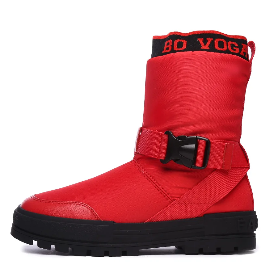 BELISS/ женские зимние ботинки; ботильоны на платформе; женские теплые удобные водонепроницаемые зимние ботинки с круглым носком; B77 - Цвет: red