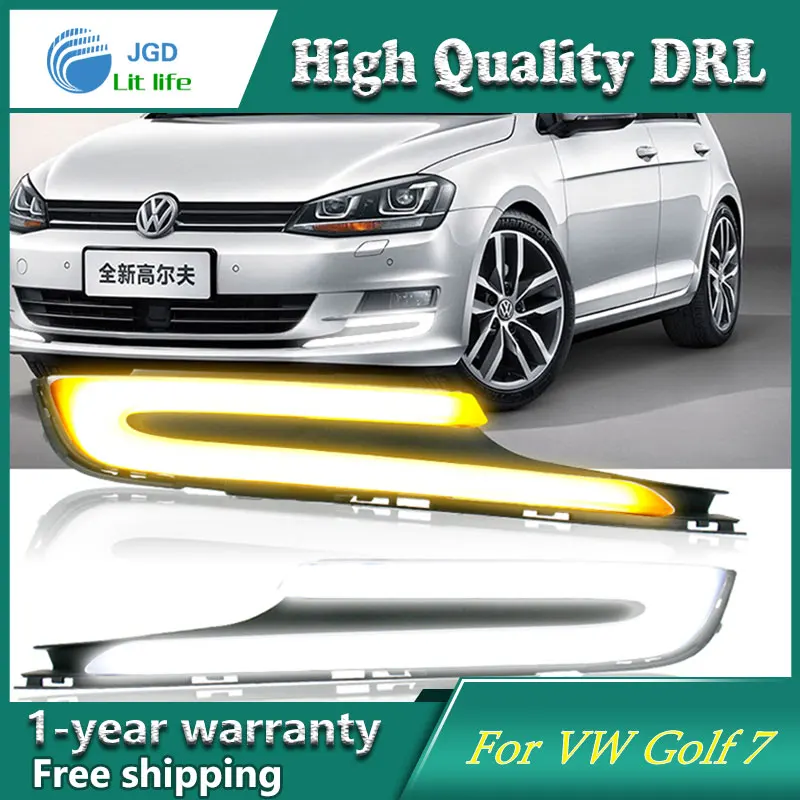 Free Shipping 12V 6000k LED DRL Daytime Running Light Case For VW Golf 7 2014 2015