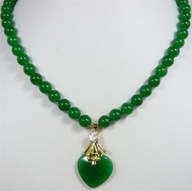2 styles! beautiful 7 8mm green jades beads with green heart jades