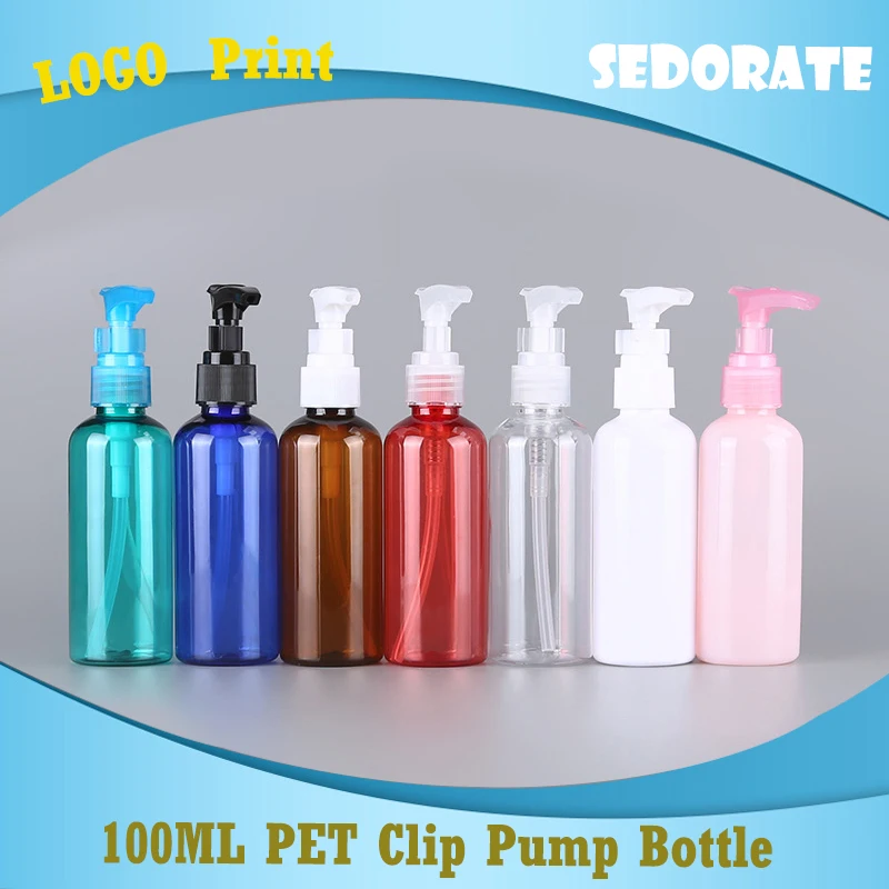 Sedorate 20 pcs/Lot PET 100ML Cosmetic Refillable Bottle Empty Travel Container Plastic With Clip Pump Lid FN059-1 | Красота и