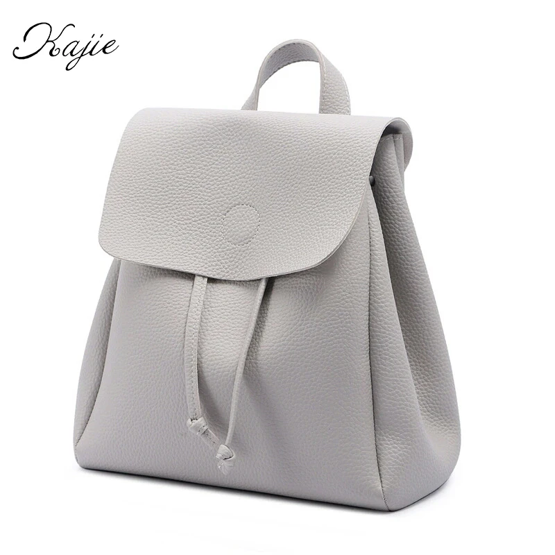 

Kajie Simple Style Designer Korean Small School Backpack Women Grey Black Travel PU Leather Ladies Kanken Fashion Rucksack Bags