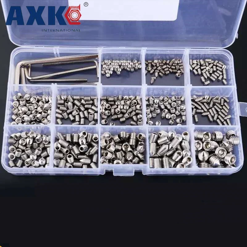 

AXK Machine screw 304 stainless steel flat end tip flat head hexagonal top wire screw set M3M4M5M6M8
