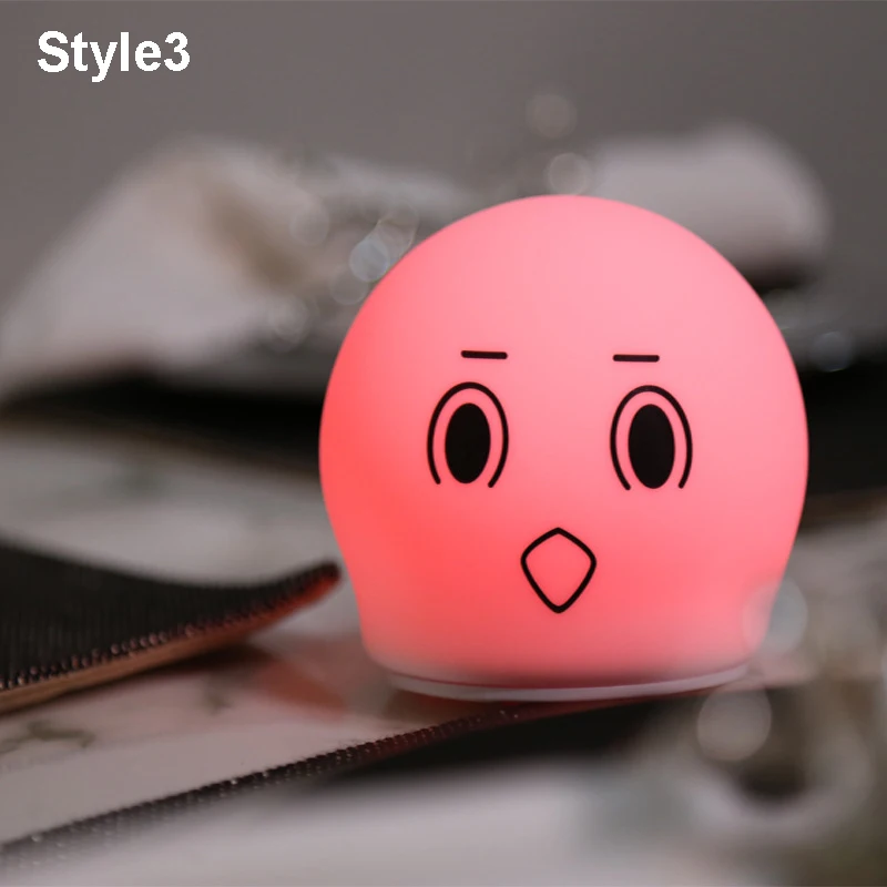 

7 Color Changing Round Bubble Night Light Silicone Rechargeable LED Lamps Touch Sensor Light Home Bedroom Decor For Baby Kids