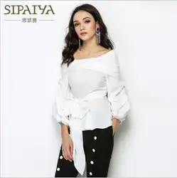 SIPAIYA/брендовые качественные женские вечерние полосатые рубашки специального дизайна, женские элегантные рубашки с галстуком-бабочкой