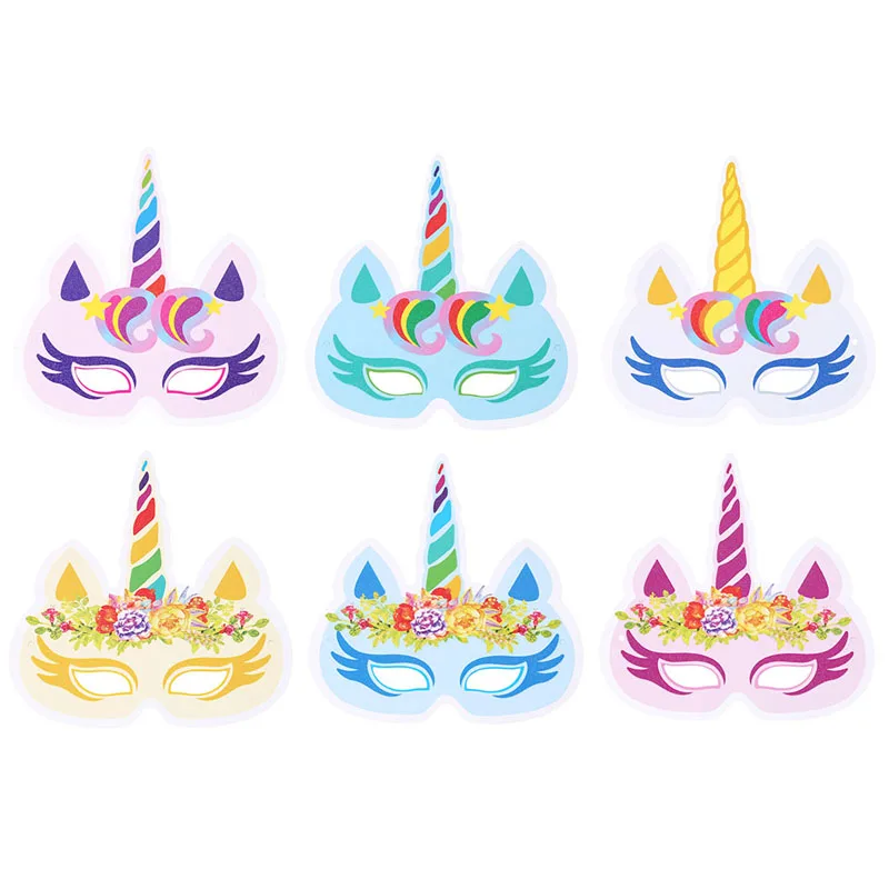 

12PCS/Pack Mixed Color Unicorn Face Mask Party Masks Unicorn Theme Face Masks Unicorn Birthday Party Supplies