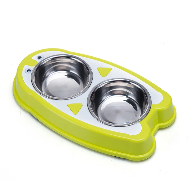 

Penguin-shaped double dog bowl Stainless steel pet bowl for dog and cat