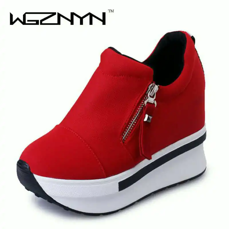 

2017 Fashion Women Summer High Heel Wedge Shoes Woman Increased Internal Zipper Rivet Pumps Summer Ladies Spring Stiletto ZY038
