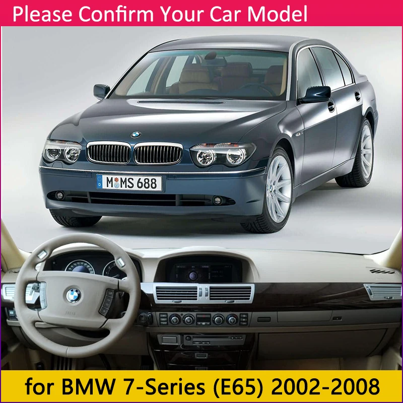 Для BMW серий 7 E65 2002~ 2008 анти-скольжения Анти-УФ коврик приборной панели крышки Панель dashmat защиты ковровых покрытий аксессуары 730i 740i 750i 2003