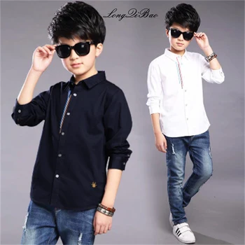 

Longqibao baby boy 2019 autumn new big children's fashion casual cotton lapel shirt bottoming shirt children's clothes