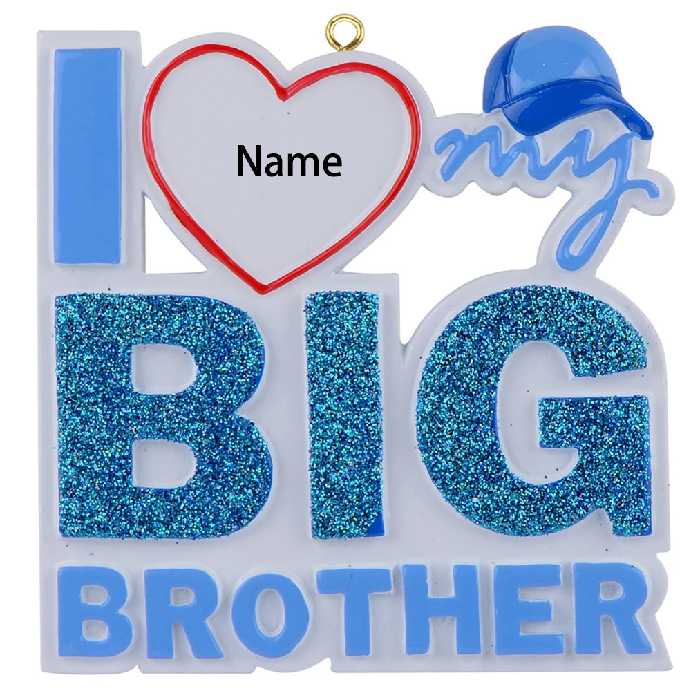 I Love my Big Brother Sister Polyresin Glitter Christmas Tree Ornament Personalized Gifts For Party Holiday Home Decoration