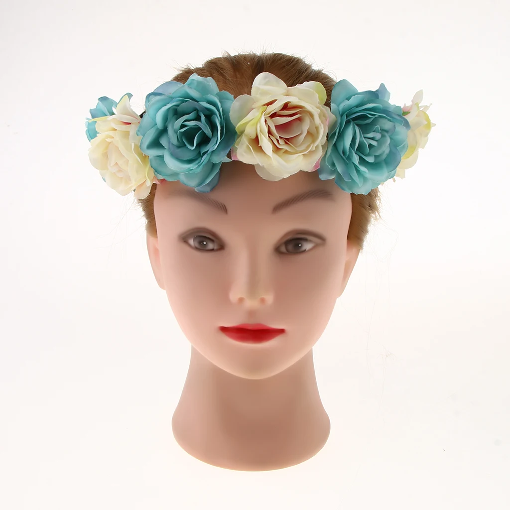 Gorgeous Women Flower Crown Wreath Rose Headbands Floral Garland Wedding Festival Hair Accessories Beach Wedding Headpiece