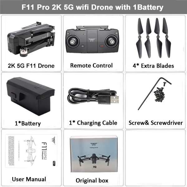2K 1B BX SJRC F11 Pro gps Дрон с 2K широкоугольной камерой 5G Wifi 500m FPV Бесщеточный Квадрокоптер 28 минут время полета Радиоуправляемый Дрон VS SG906 B4W - Color: 2K 1B BX