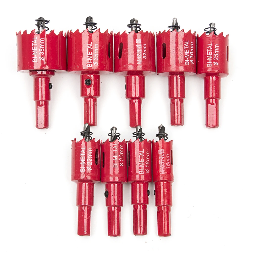 9Pcs M42 HSS  Drill Bit Hole Saw Twist Drill Bits Cutter Power Tool Metal Holes Drilling Kit Carpentry Tools for Wood Steel Iron