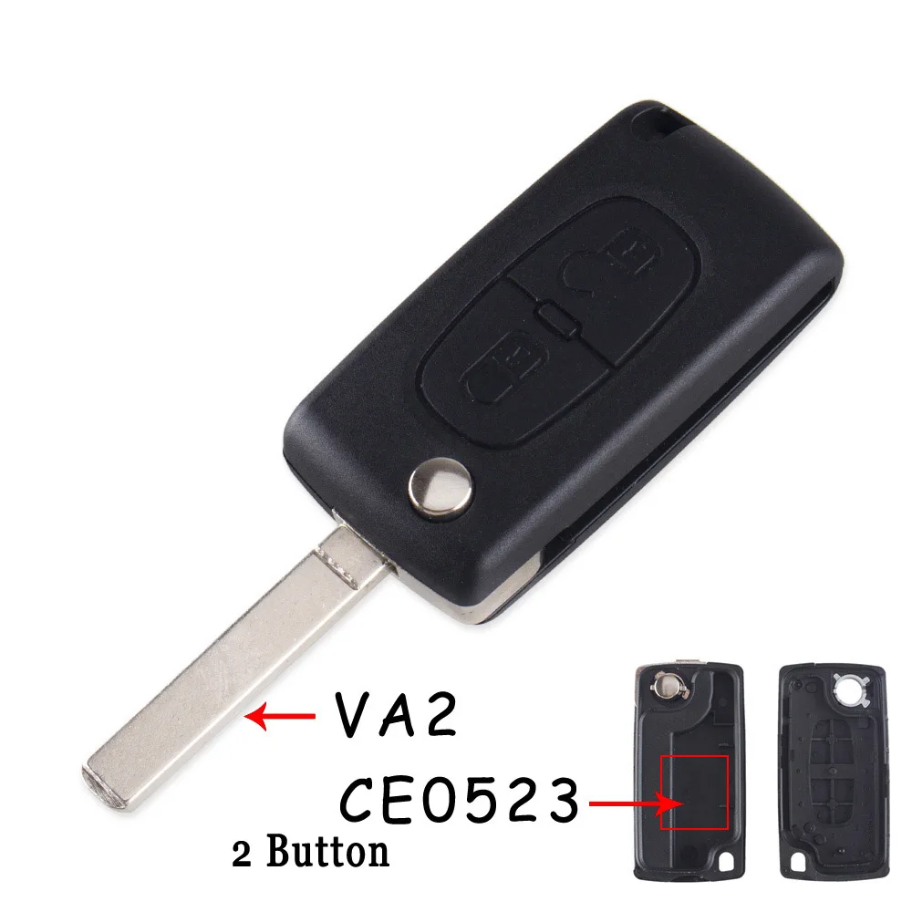 KEYYOU дистанционный ключ чехол для peugeot 207 307 308 407 607 807 для Citroen C2 C3 C4 C5 C6 Флип Складной Корпус для автомобильного ключа 2/3/4 кнопки - Цвет: 2 Buttons