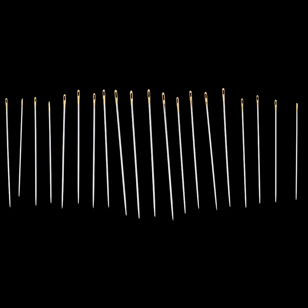 20Pcs Thick Big Eye Steel Sewing Needles for Embroidery Hand Sewing	Assorted 0.5mm 0.6mm 0.7mm Dia