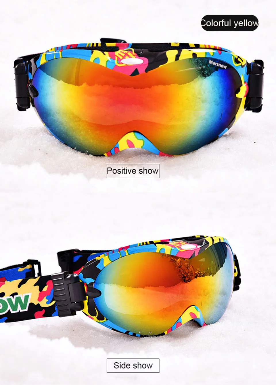 Лыжные очки, двухслойные, UV400, анти-туман, большая Лыжная маска, очки для катания на лыжах, для мужчин и женщин, профессиональные снежные очки
