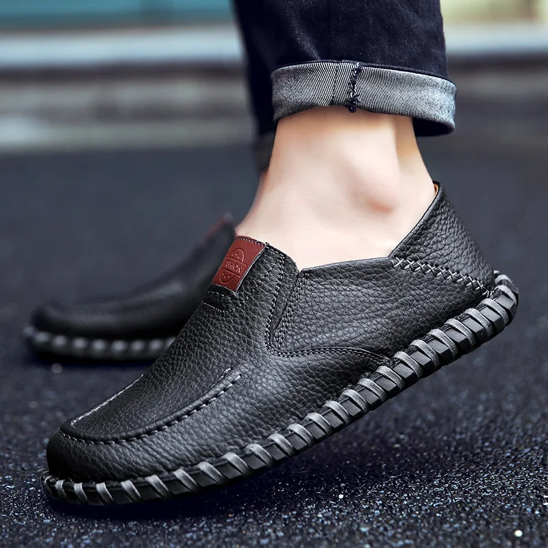 

Luxury Design Genuine Leather Loafers Men Moccasins Slip On Sneakers Flat Causal Men Shoes Adult Male Footwear Boat Shoes l5