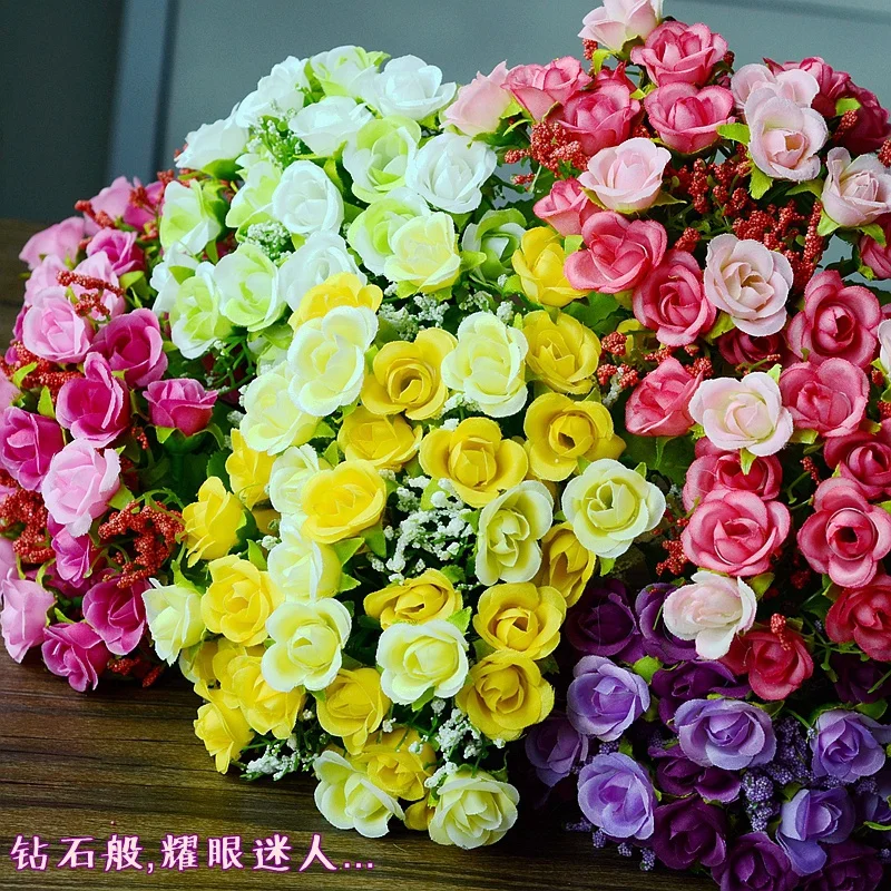 artificial silk plastic flowers fake bouquet cheap for wedding