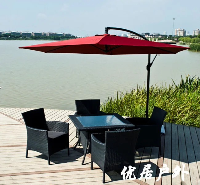 Outdoor patio umbrella booth sun rain banana side edges hanging column