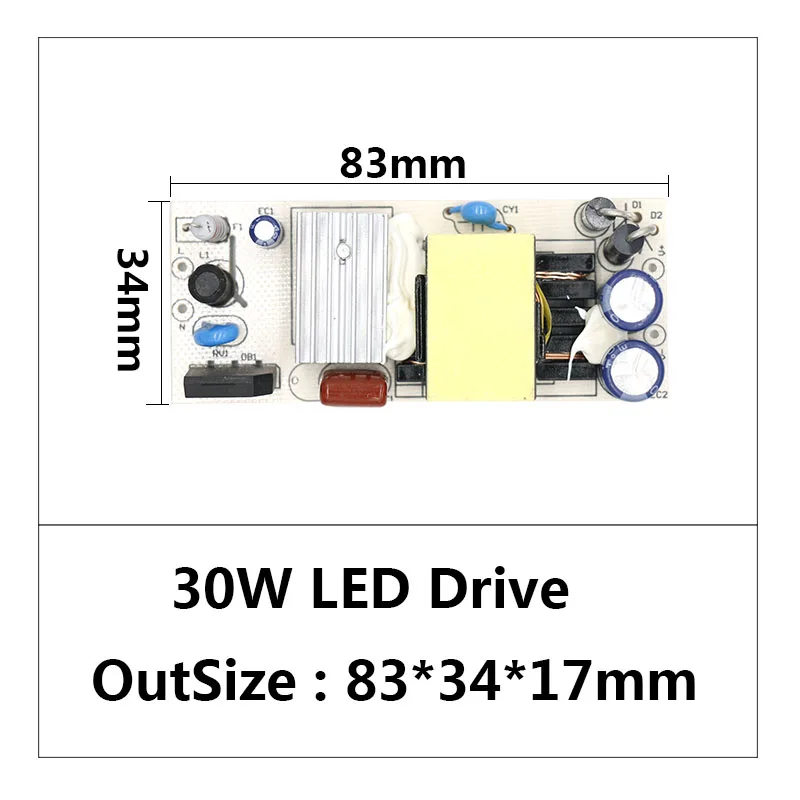 Светодиодный драйвер 20 Вт 30 Вт 50 Вт Высокая мощность фактор Питания постоянный ток автоматический контроль напряжения Трансформаторы освещения - Цвет: 30W 900mA
