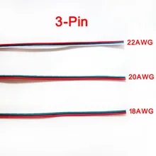 3Pin 10 м 20 м 18AWG 20AWG 22AWG электрический удлинитель провода кабель для Одноцветный RGB RGBW светодиодные полосы света