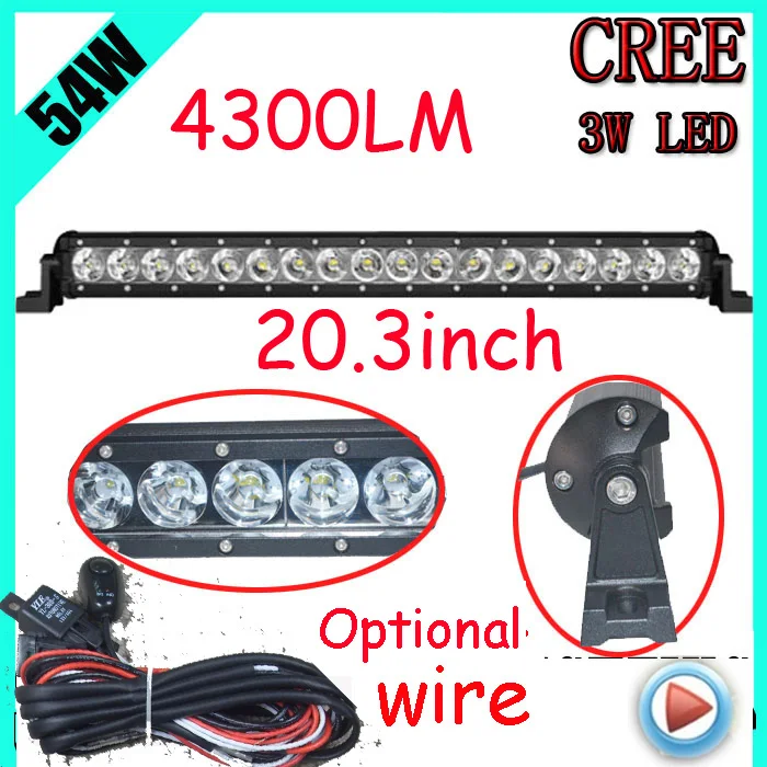 

20.3" 54W 4300LM,LED Headlight,LED working bar;2016 Prado fog lamp,led offroad bar,Option wire harness,4x4,Jimny,LED bar light