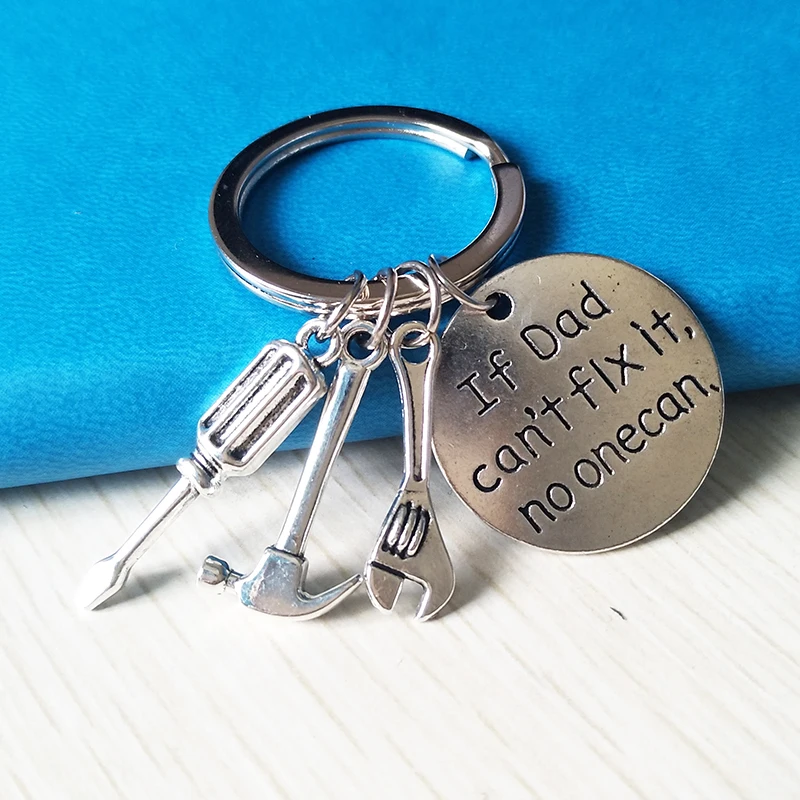 

Creative If Dad Can't Fix It No One Can Keychain Kawaii Hand Repair Tool Metal Car Key Chains Accessories Love Gifts For Father