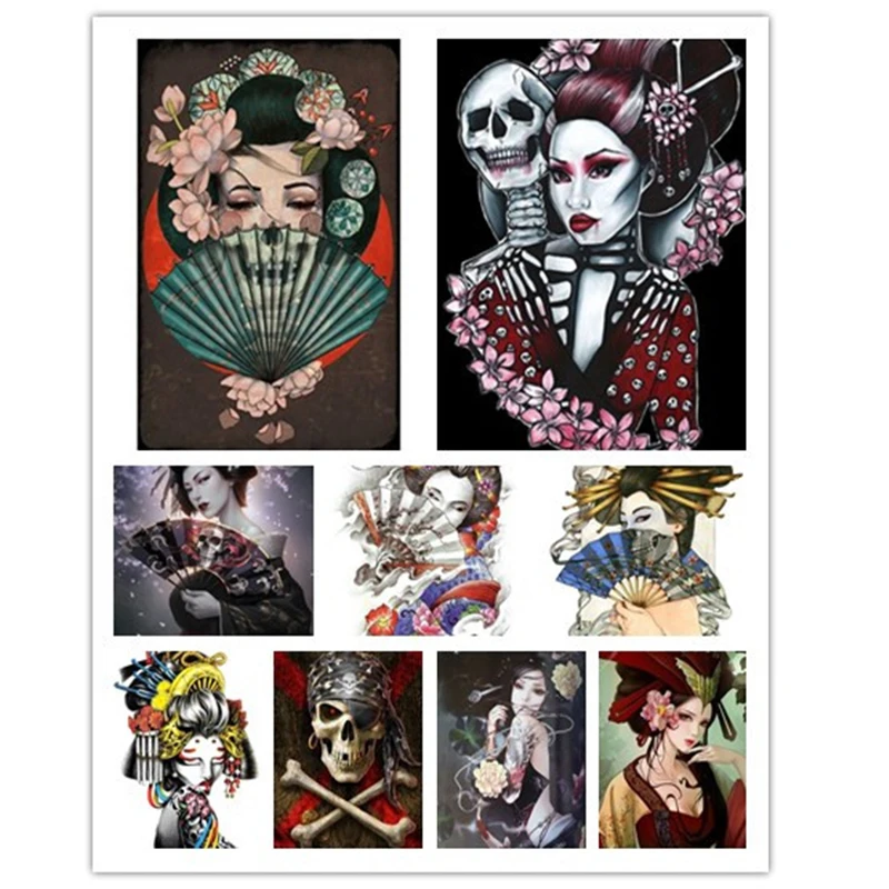 

DIY Diamond Embroidered Warrior Skull woman Needlework Diy Diamond Cross stitch Paste Geisha Home DecorZT