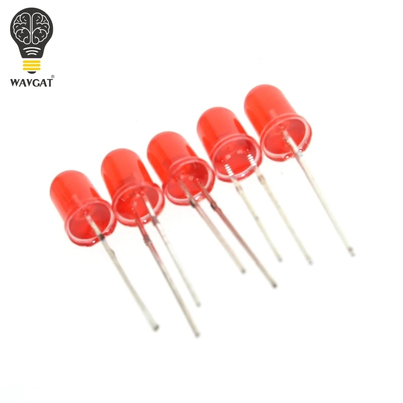 

100pcs 5mm Diffused RED LED Diode DIP Round Wide Angle Through Hole 2 Pin LED Light Emitting Diode Lamp 1.8-2.0V