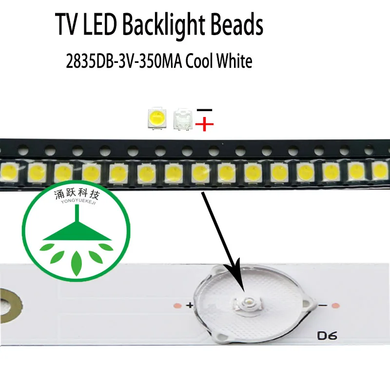 100 шт./лот новые высокие мощность лампа холодного света бусины 3 в для Ремонт lcd-телевизоров led ТВ подсветка полосы света-диод 2835db smd