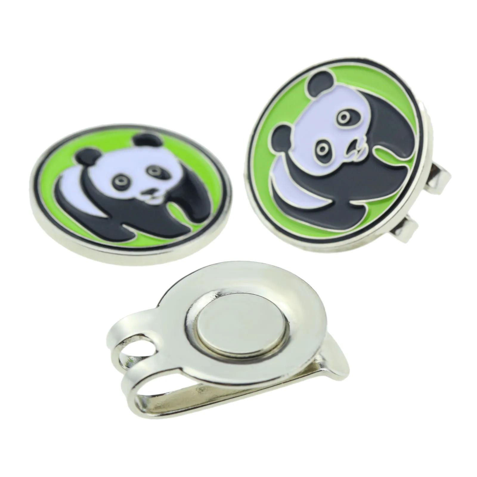 gohantee 1PC Panda Pattern Design Alloy Golf Balls Mark W/ Magnetic Hat Visor Clip Portable Golf Cap Accessories Hat Decoration