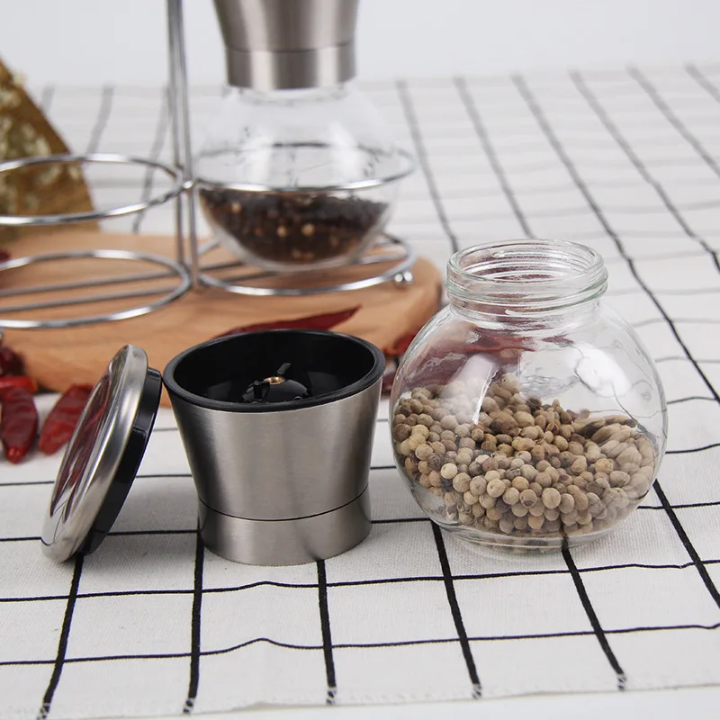 New Manual Stainless Steel Salt Pepper Mill Glass Bottle Grinder Spice Grinder Pepper Shaker Kitchen Tool Pepper Grinder 04