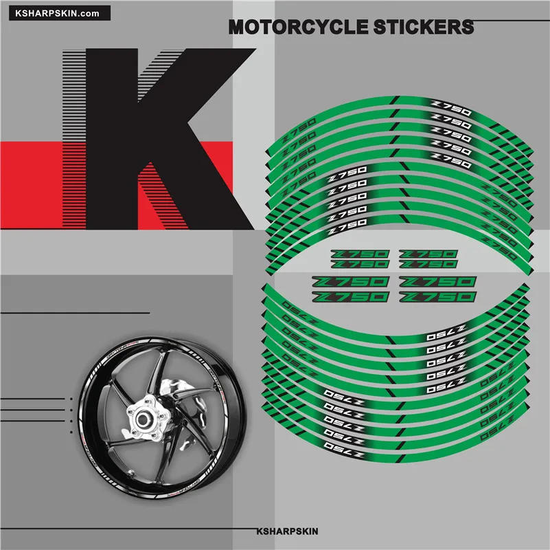 

Motorcycle tyre Stickers inner wheel reflective decoration decals For KAWASAKI Z750
