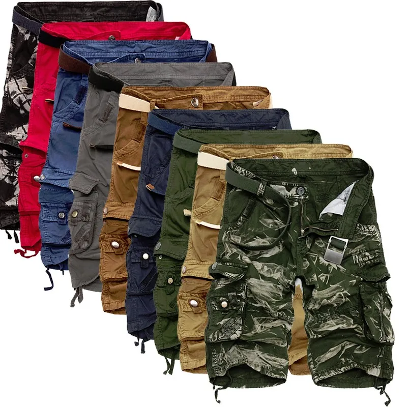 Comprar Pantalones cortos militares de carga para hombre 2019 a estrenar ejército camuflaje táctico pantalones cortos de algodón de trabajo holgado Casual talla grande