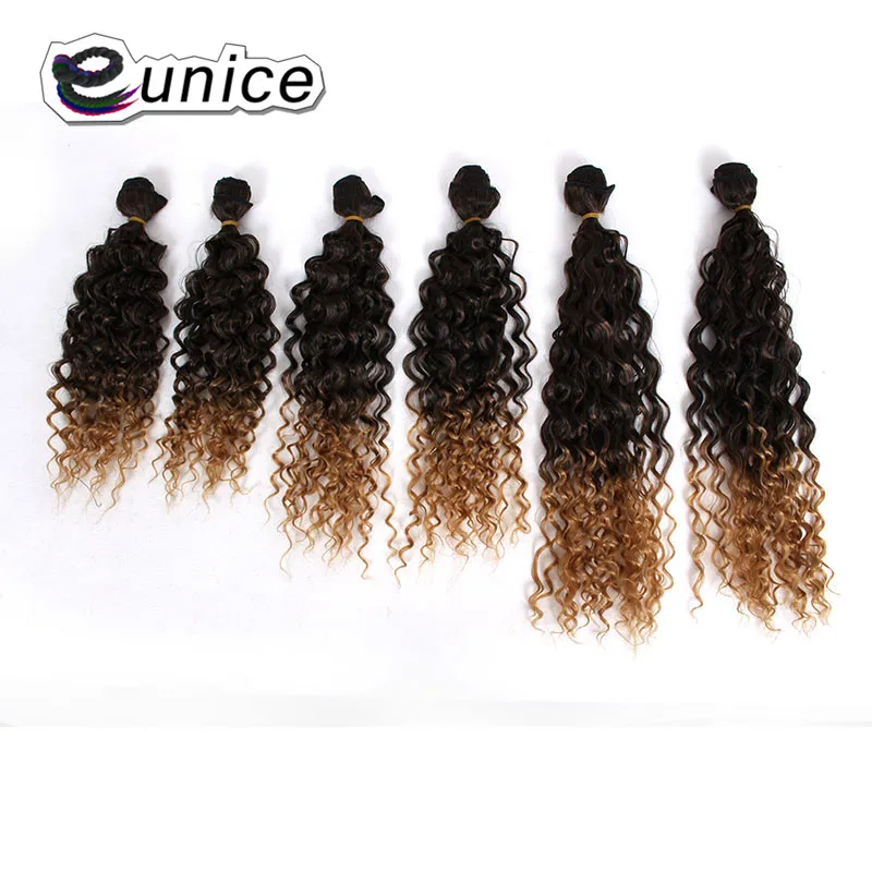 Ombre Jerry Curly Synthetic Hair Weave Bundles Colored Sew in hair Extensions  (45)