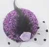 Девочки шоу на сцене заколки для волос Дети Принцесса Роза из перьев Мини-топ шляпа Блестящий карнавальный костюм аксессуары для волос головной убор Прямая поставка - Цвет: Purple