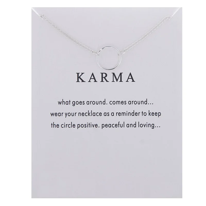 Gift Card Round gold-plated alloy clavicle fish Bone necklace Karma Jewelry Christmas Gift