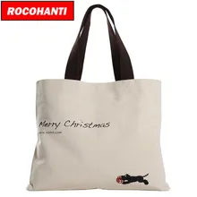 Rocohanti 50x Рекламные довольно Дизайн пользовательские печатные хлопкового полотна Сумки с Цветной Ручки Экологичные тяжелых