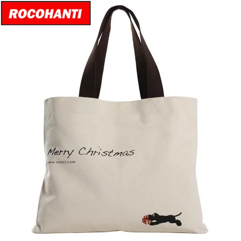 ROCOHANTI 50x Promotional Pretty Design Custom Printed Cotton Canvas Tote Bags with Colored ...