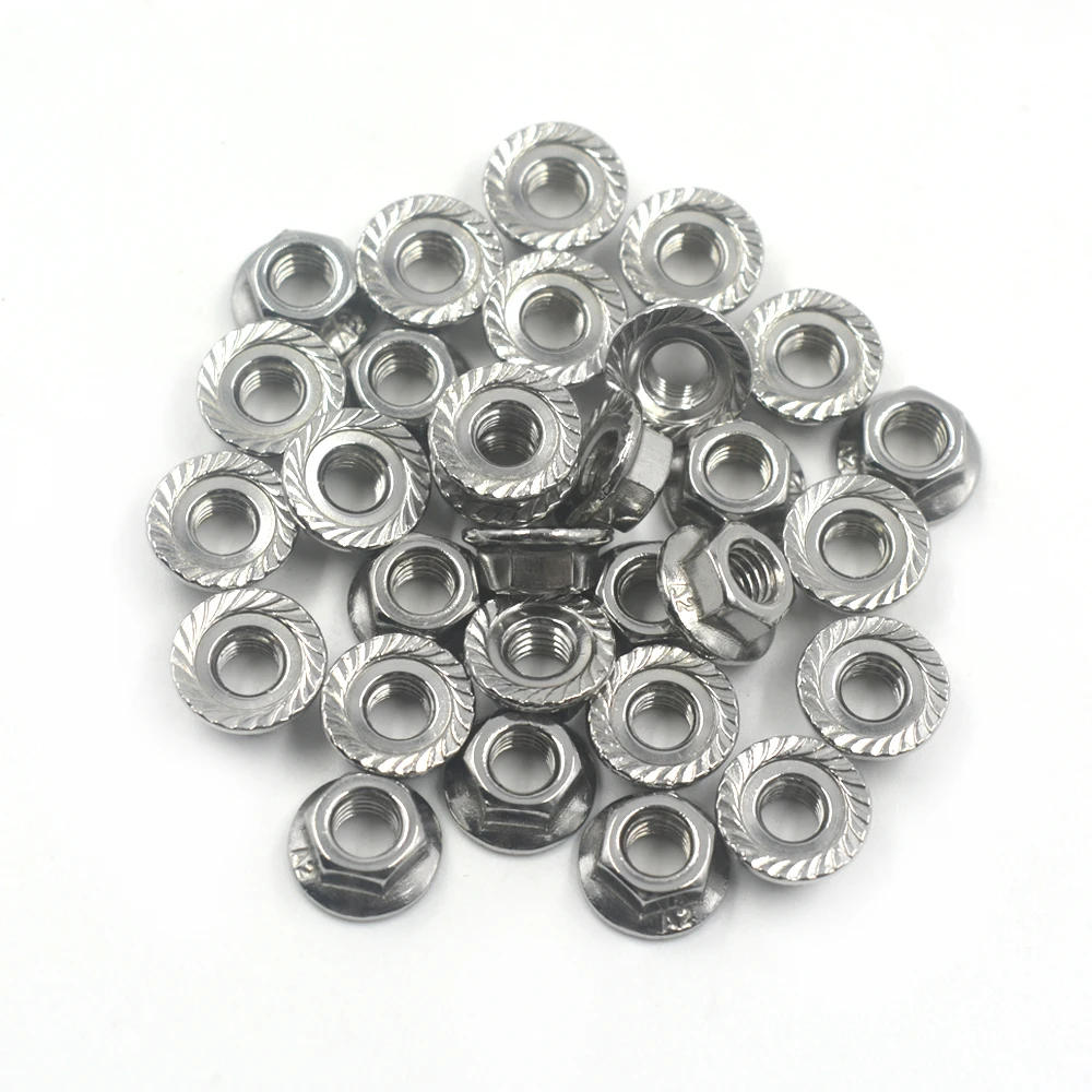 

304 Stainless Steel M5 Serrated Hex Flange Nuts Locknuts Pack of 50