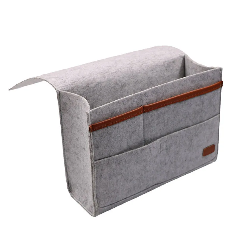 Felt Bedside Caddy Storage Bag- Bed Skirt Storage Pocket Organizer For Bedroom, College Dorm Room,Under Mattress Holder Bag