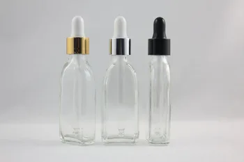

25ml clear flat Glass Essential Oil Bottle With aluminum dropper cap. Essential Oil Container,Oil vial