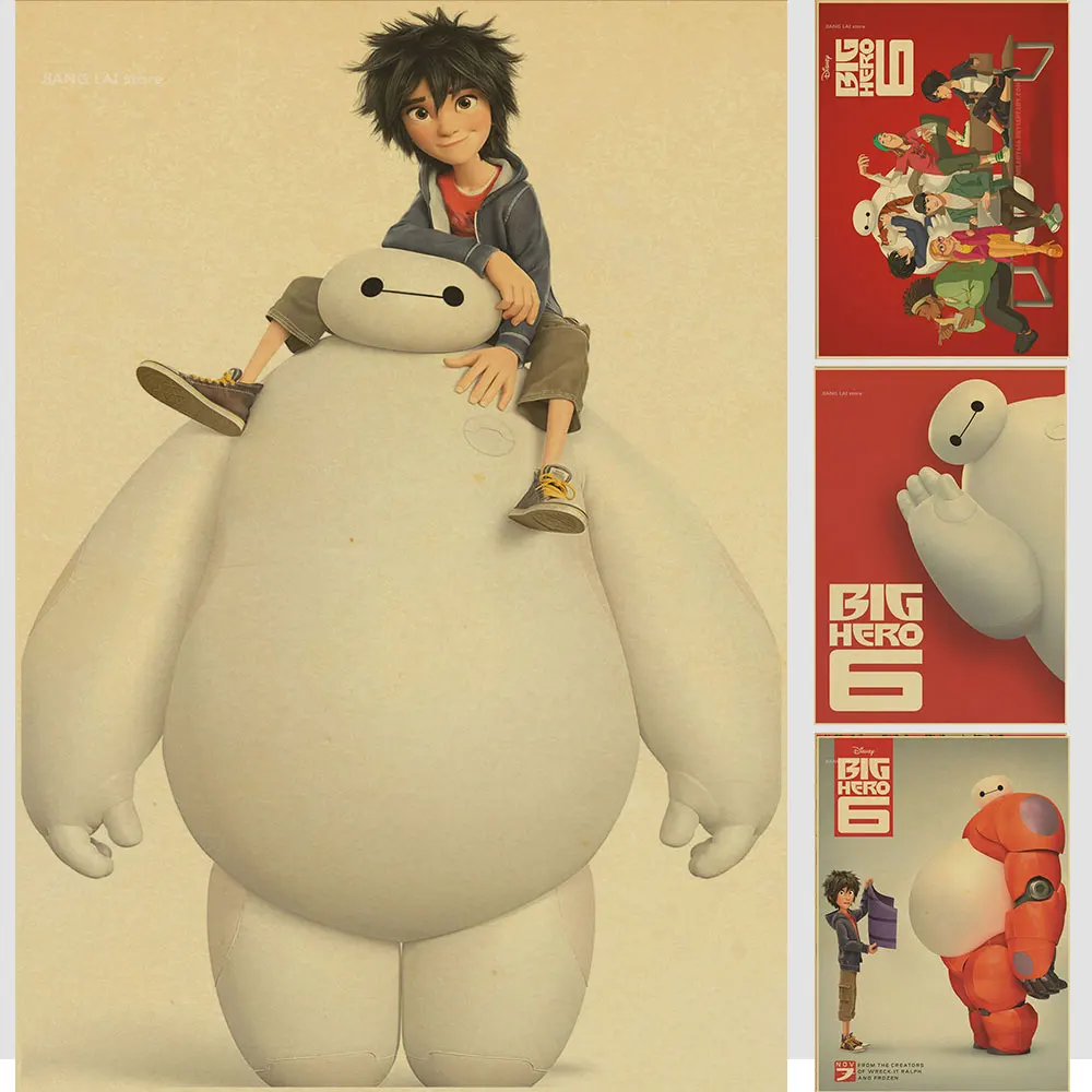 

Dropship Big Hero 6 Baymax/classic Cartoon movie /kraft paper/bar poster/Retro Poster/decorative painting